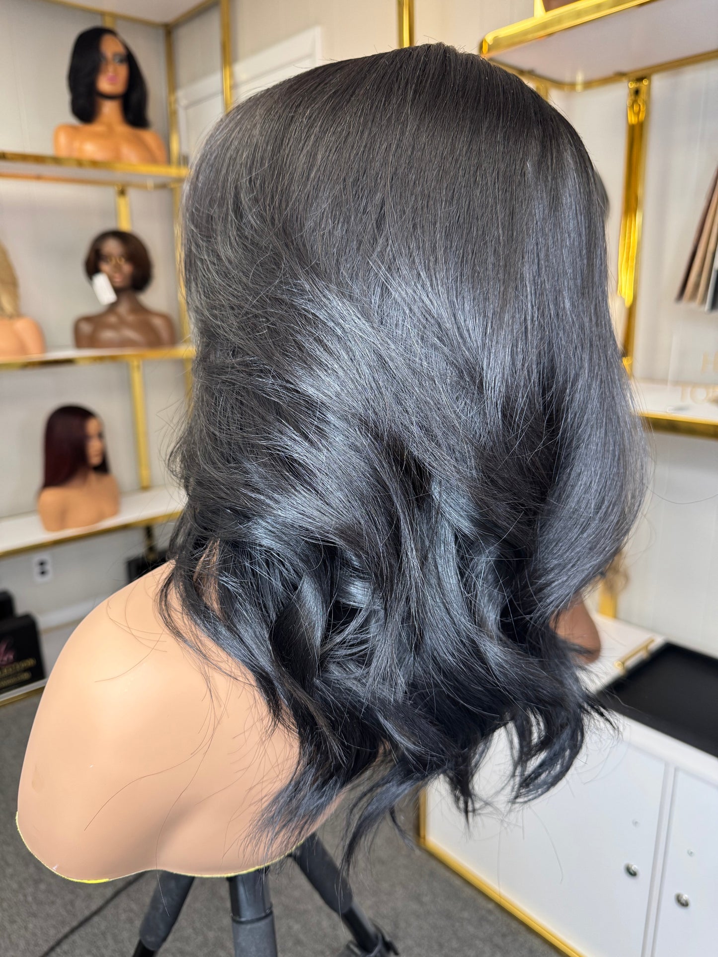 Koryn 16 inch Black 6x6 with layers KLee Luxury Wigs