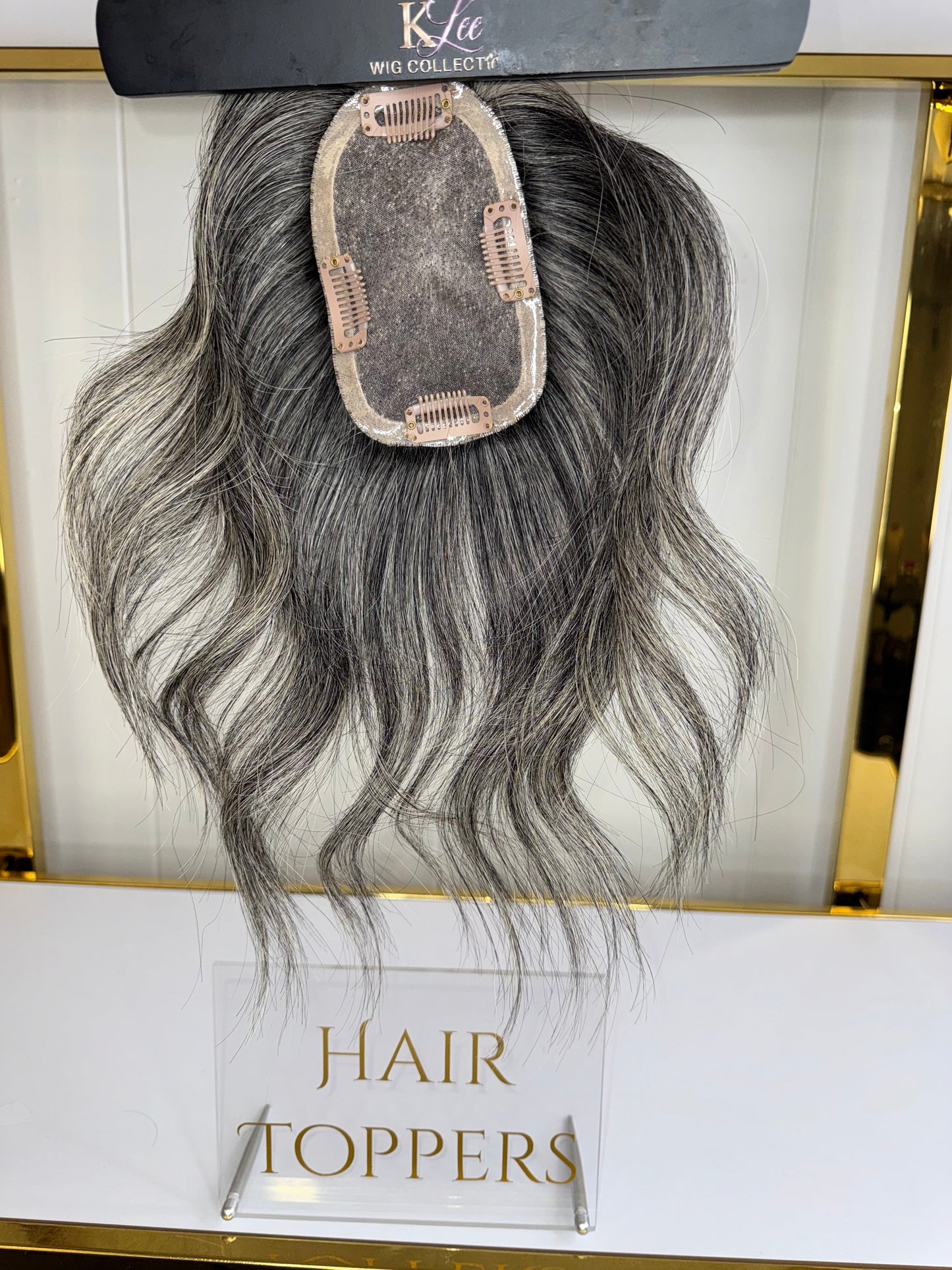 8 inch (3x5) Dark Salt N' Pepper Crown Cover Topper KLee Luxury Wigs