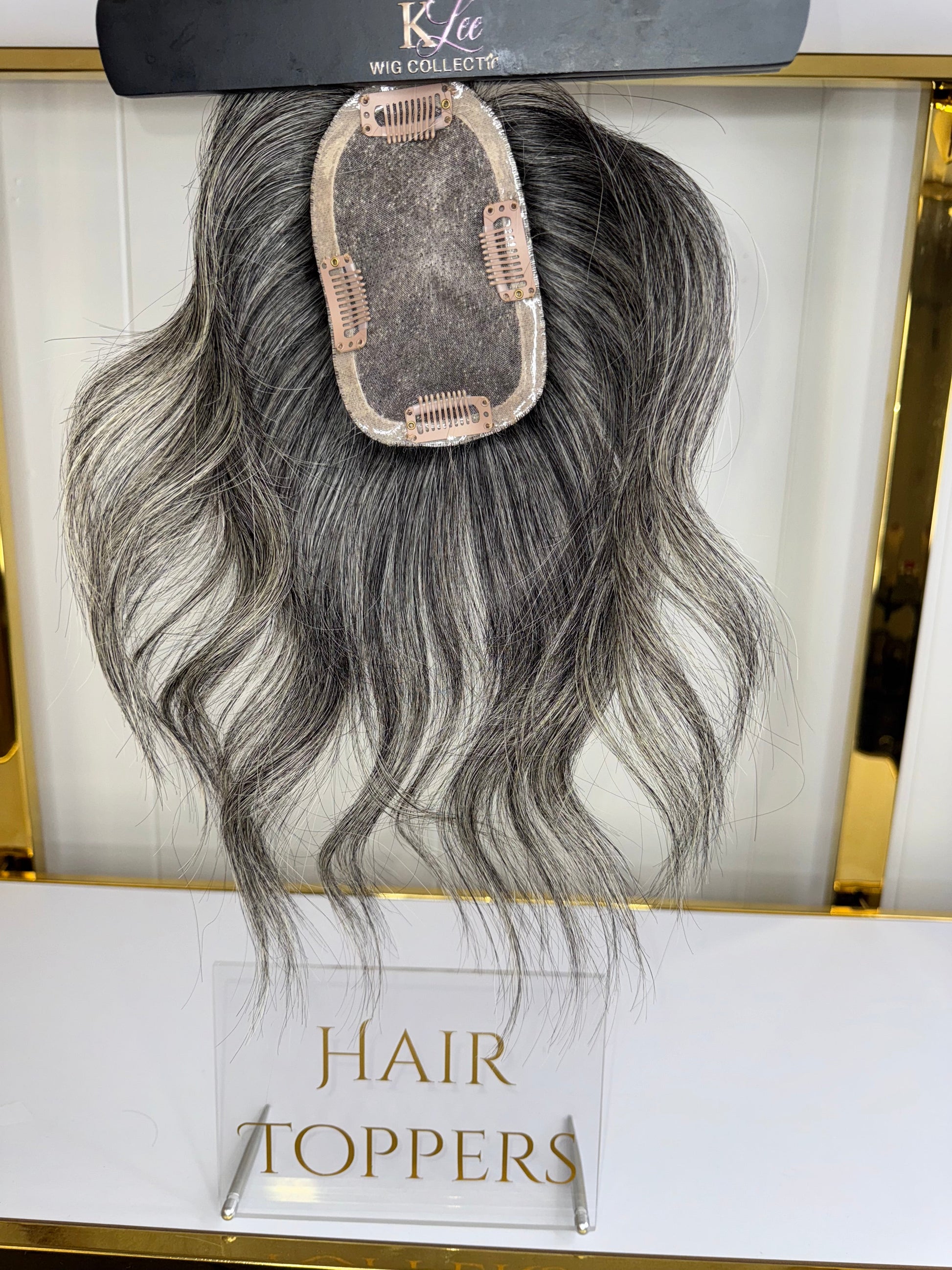 8 inch (3x5) Dark Salt N' Pepper Crown Cover Topper KLee Luxury Wigs