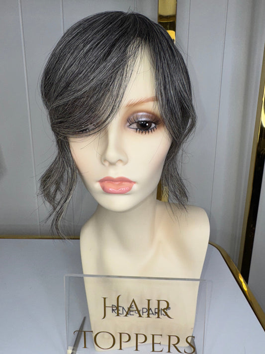 8 inch (3x5) Dark Salt N' Pepper Crown Cover Topper KLee Luxury Wigs